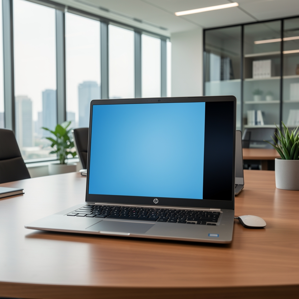 HP EliteBook 840 G10 laptop de business premium cu ecran IPS antireflex 14 inch, port Thunderbolt 4, în contextul unui birou executiv modern
