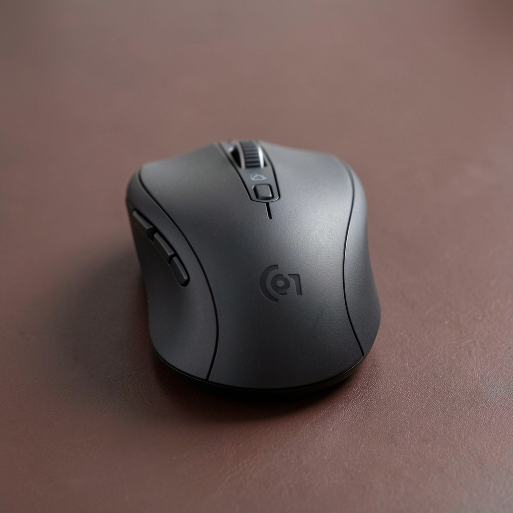Logitech MX Master 3S mouse wireless premium grafit cu roată de derulare MagSpeed electromagnetică, senzor 8000 DPI, ergonomie pentru palmă largă, pe suprafață birou maro deschis