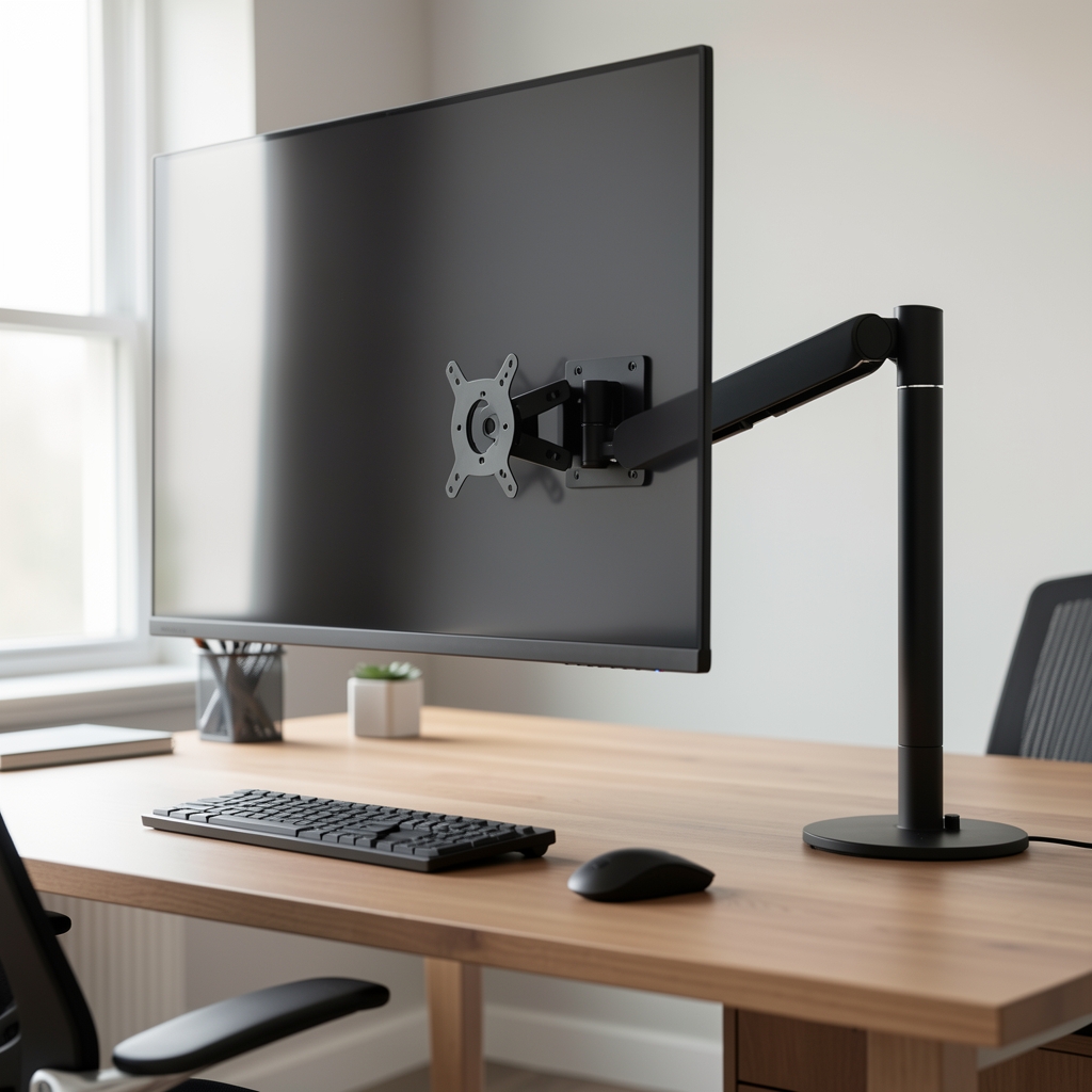 Ergotron LX brațul de monitor articulat din aluminiu negru montat pe birou, suportând monitor de 34 inch, cu mișcare fluidă Full Motion la 360 grade